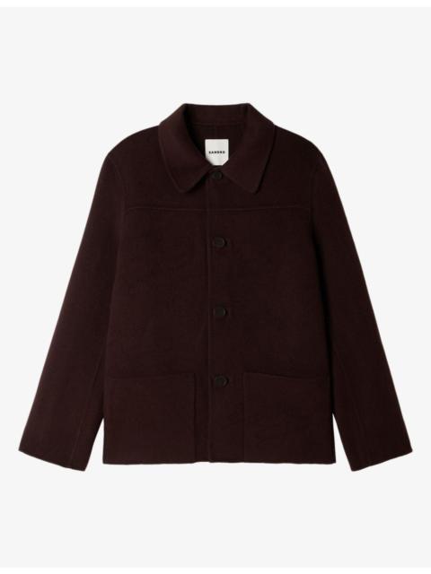 Sandro Side-Pocket Wool-Blend Worker Jacket