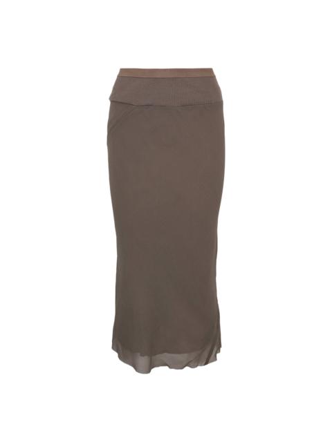 Rick Owens Knee Bias Skirt Washed Georget
