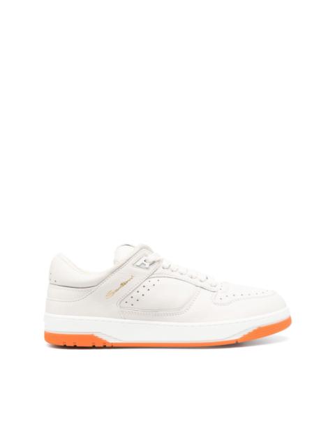 Santoni embroidered-logo leather low-top sneakers