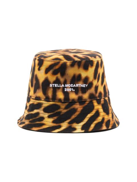 Stella McCartney 2001-logo leopard-print bucket hat