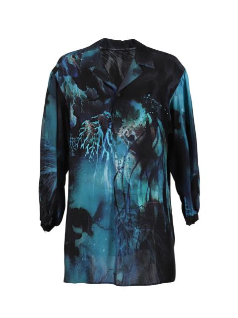 Yohji Yamamoto SEA PRINT SILK SHIRT / BLK