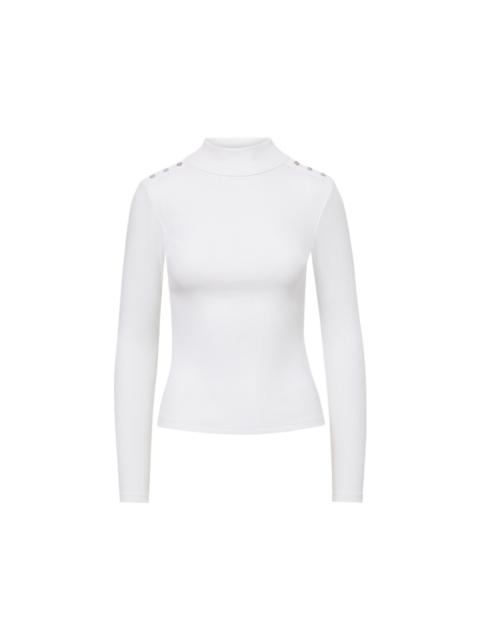 VERONICA BEARD NATE MOCKNECK TOP WITH BUTTONS