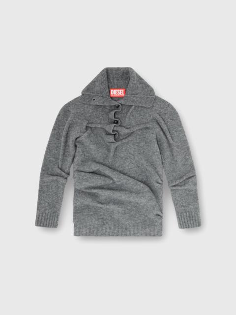 Diesel BUTTON-NECK JUMPER IN WRINKLED BOILED KNIT