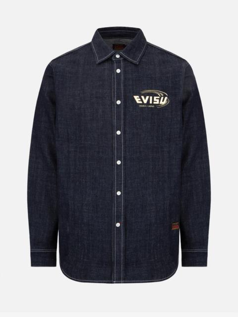 EVISU 2-LAYER HAND-BRUSH DAICOCK DENIM SHIRT