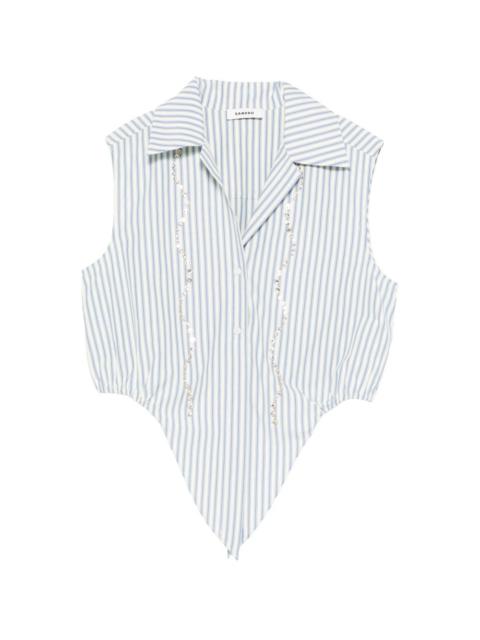 Sandro striped-pattern embellished shirt