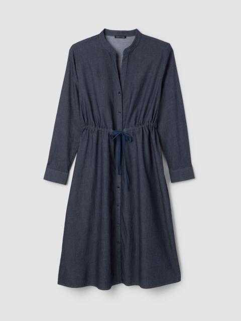 EILEEN FISHER Airy Organic Cotton Twill Band Collar Shirtdress