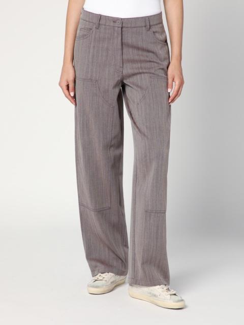 Light brown pants in chevron wool blend
