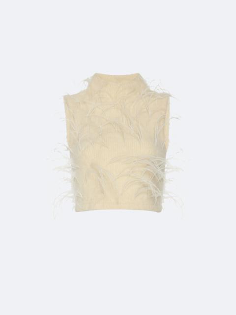 LAPOINTE Knit Tank With Feathers