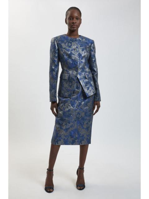 KAREN MILLEN Tailored Jacquard Pencil Midi Skirt