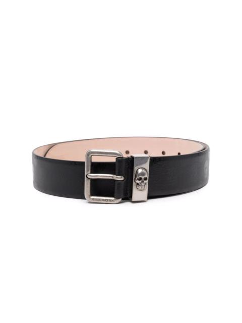 Alexander McQueen skull-print leather belt