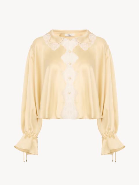 Chloé FLUID TOP IN WASHED SILK SATIN & LACE