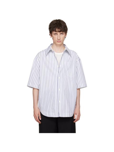 AMI Paris White Striped 'Ami de Coeur' Wide Shirt