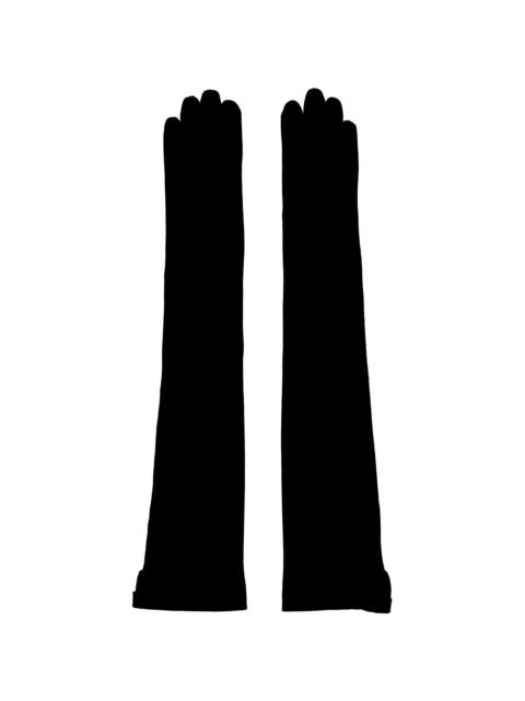 Jean Paul Gaultier Black Long Leather Suede Gloves
