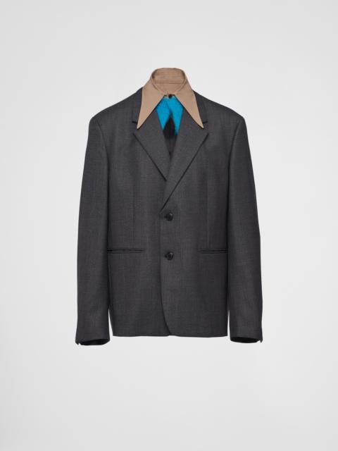 Single-breasted wool jacket with collar