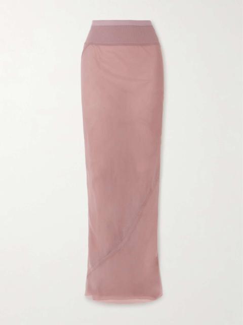 Rick Owens Coda cotton blend-trimmed silk-voile maxi skirt