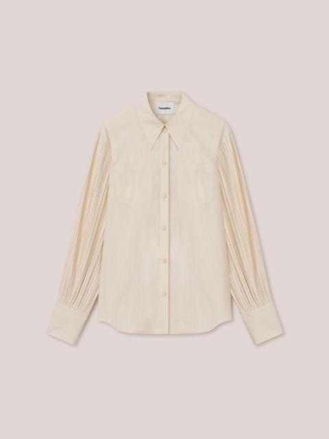 Nanushka NELE - Pleated heavy poplin shirt - Creme