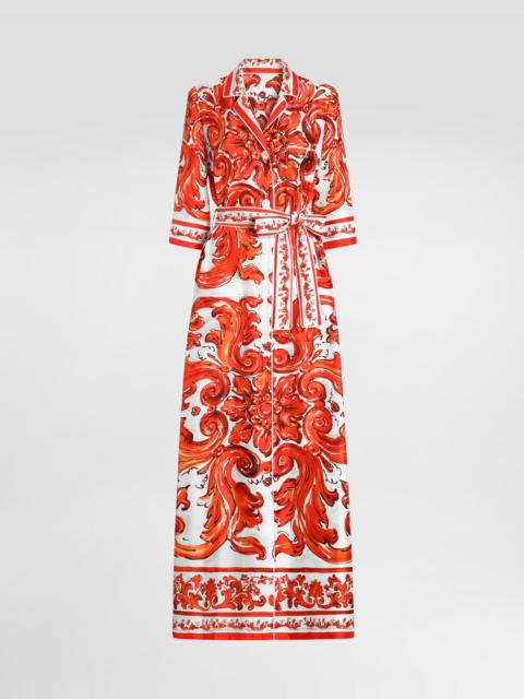 Dolce & Gabbana Majolica-print silk robe-style coat