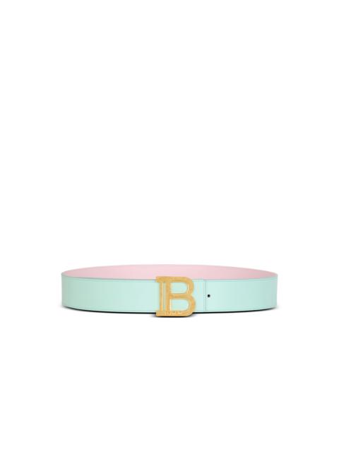 Balmain Two-tone reversible calfskin B-Belt