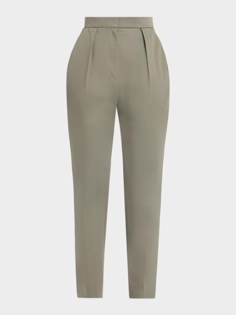 Balmain High-Rise Pleated Slim-Leg Tailored Trousers