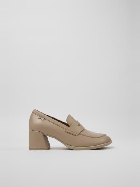CAMPER Kora Beige Leather Moccasins for Women.