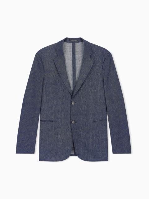 EMPORIO ARMANI UNLINED BLAZER IN PRINTED SEERSUCKER
