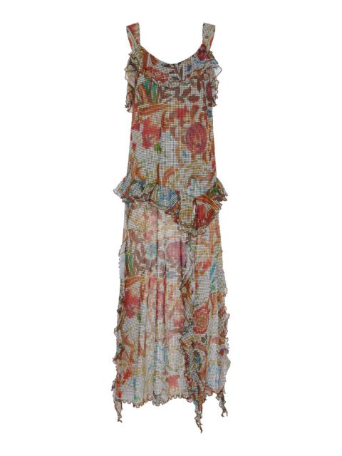 SIEDRÉS Exclusive Chilas Ruffled Crepe Maxi Dress multi