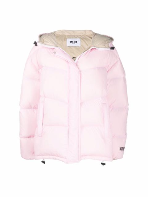 MSGM zip-up hooded puffer jacket