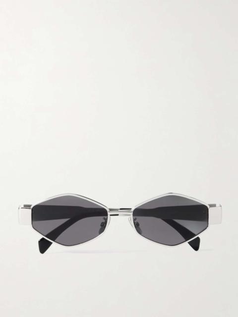 CELINE Triomphe hexagon-frame silver-tone sunglasses