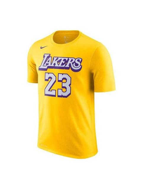 Nike Nike NBA Lakers Basketball Sports Short Sleeve LeBron James 23 Yellow BV8795-705