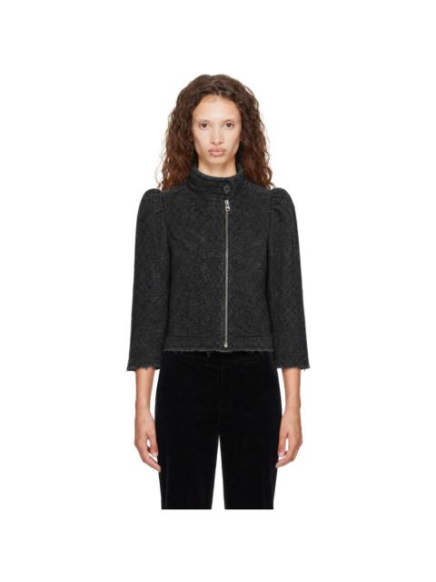KNWLS Gray Wool Tweed Zip Jacket