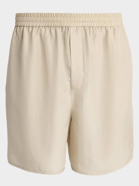 Balmain Men's Silk Embroidered Sun Logo Pull-On Shorts