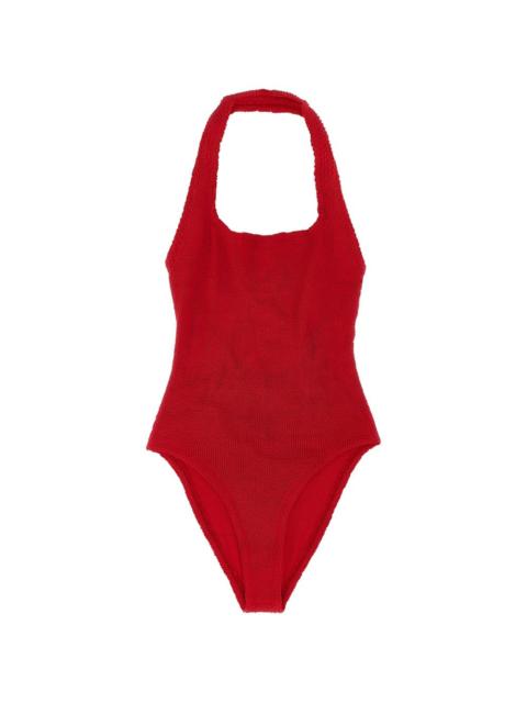 Hunza G American crinkle neckline sandy swimsuit