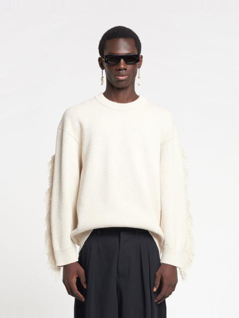 Fringed Textured-Linen Sweatshirt