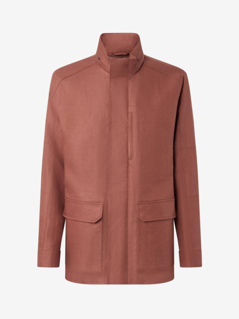 CORNELIANI Rusty brown pure linen field jacket