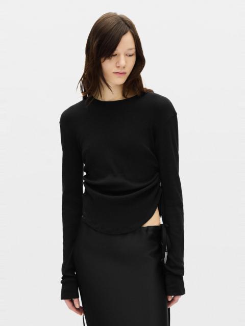 Ann Demeulemeester Dot Wrinkled Cropped Long Sleeves Top