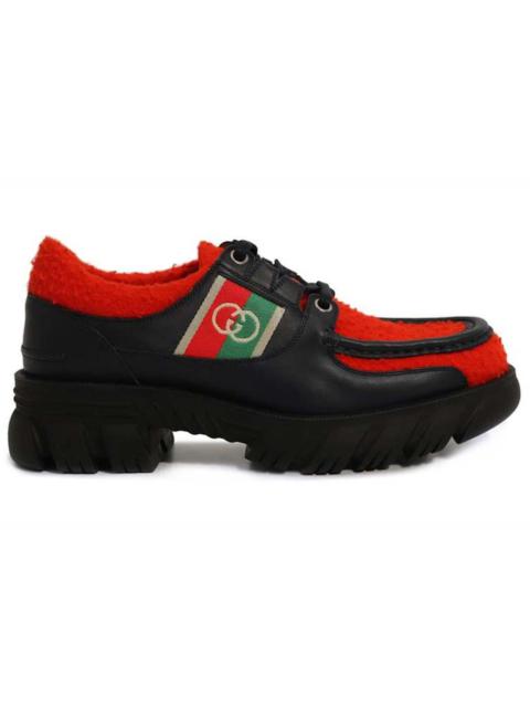 GUCCI Gucci Interlocking G Lace-Up Derbys Red Black