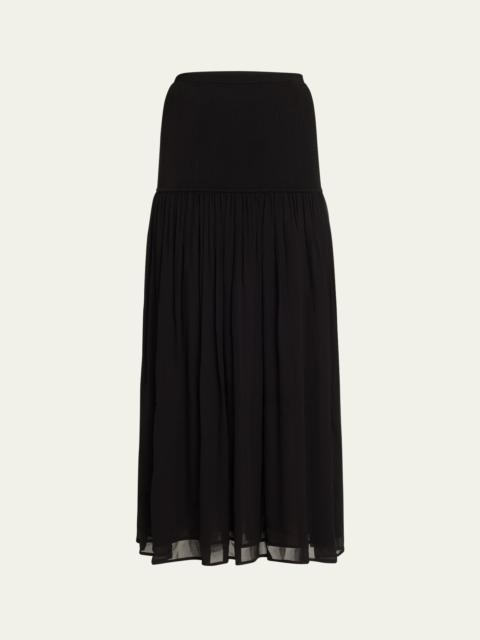 Miya Wool and Silk Drop-Waist Maxi Skirt