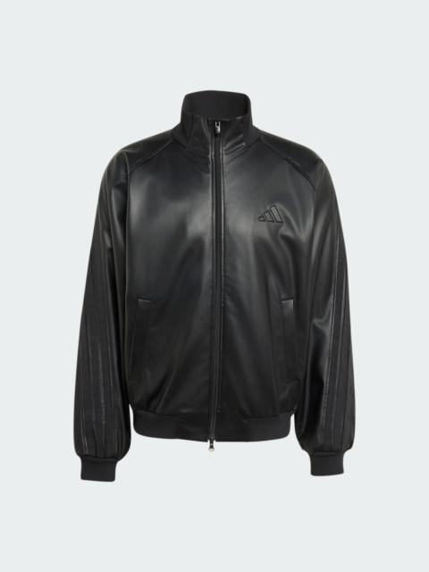 adidas STADIUM LOOSE FIT FAKE LEATHER TRACK JACKET