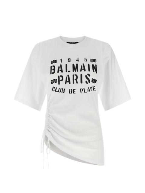 Balmain drawstring print-detail T-shirt