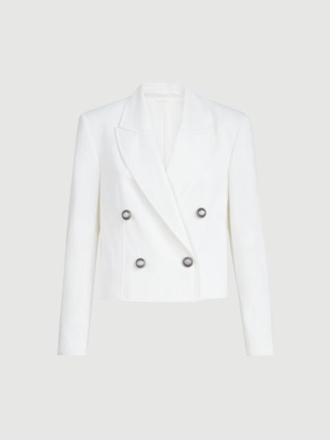 Brunello Cucinelli Cotton and paper yarn diagonal blazer with monili