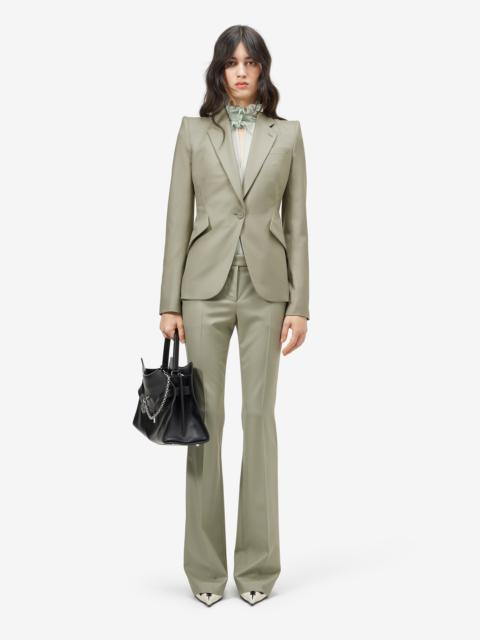 Alexander McQueen Women's Tailored Bootcut Trousers in Light Green