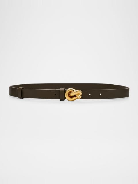 Bottega Veneta Brass Knot Skinny Leather Belt