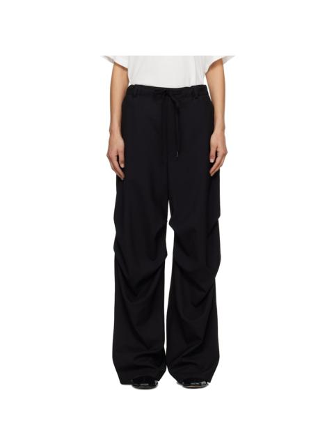 Black Tailoring Wool Canvas Cargo Trousers