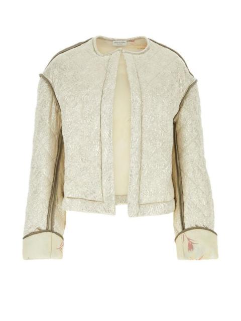 Dries Van Noten Platinum silk blend bomber jacket