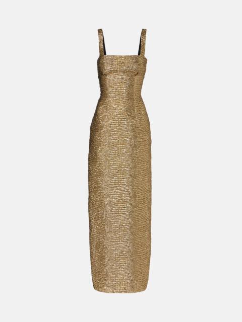 EMILIA WICKSTEAD Micheline metallic-effect seersucker gown