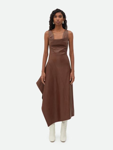Leather Asymmetric Midi Dress