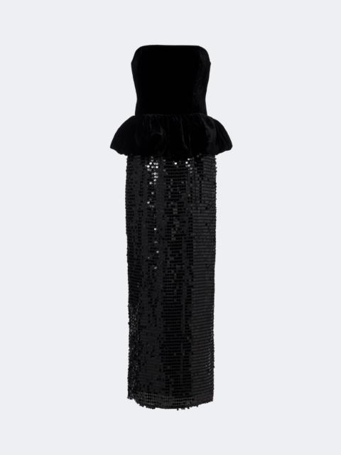 ROTATE Sequined peplum bustier gown