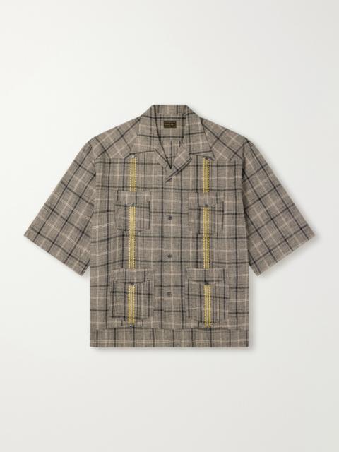 Kapital Glen Embroidered Checked Linen and Cotton-Blend Shirt