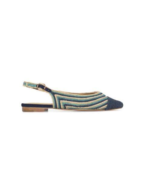 GABRIELA HEARST Strength Raffia Slingback Flats blue