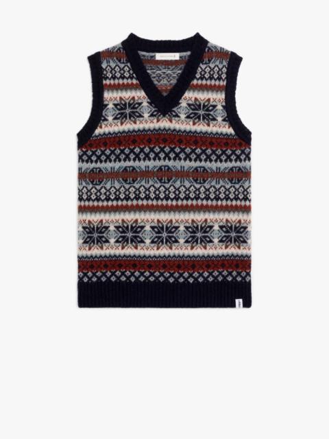 Mackintosh BURN TANK NAVY WOOL FAIR ISLE VEST